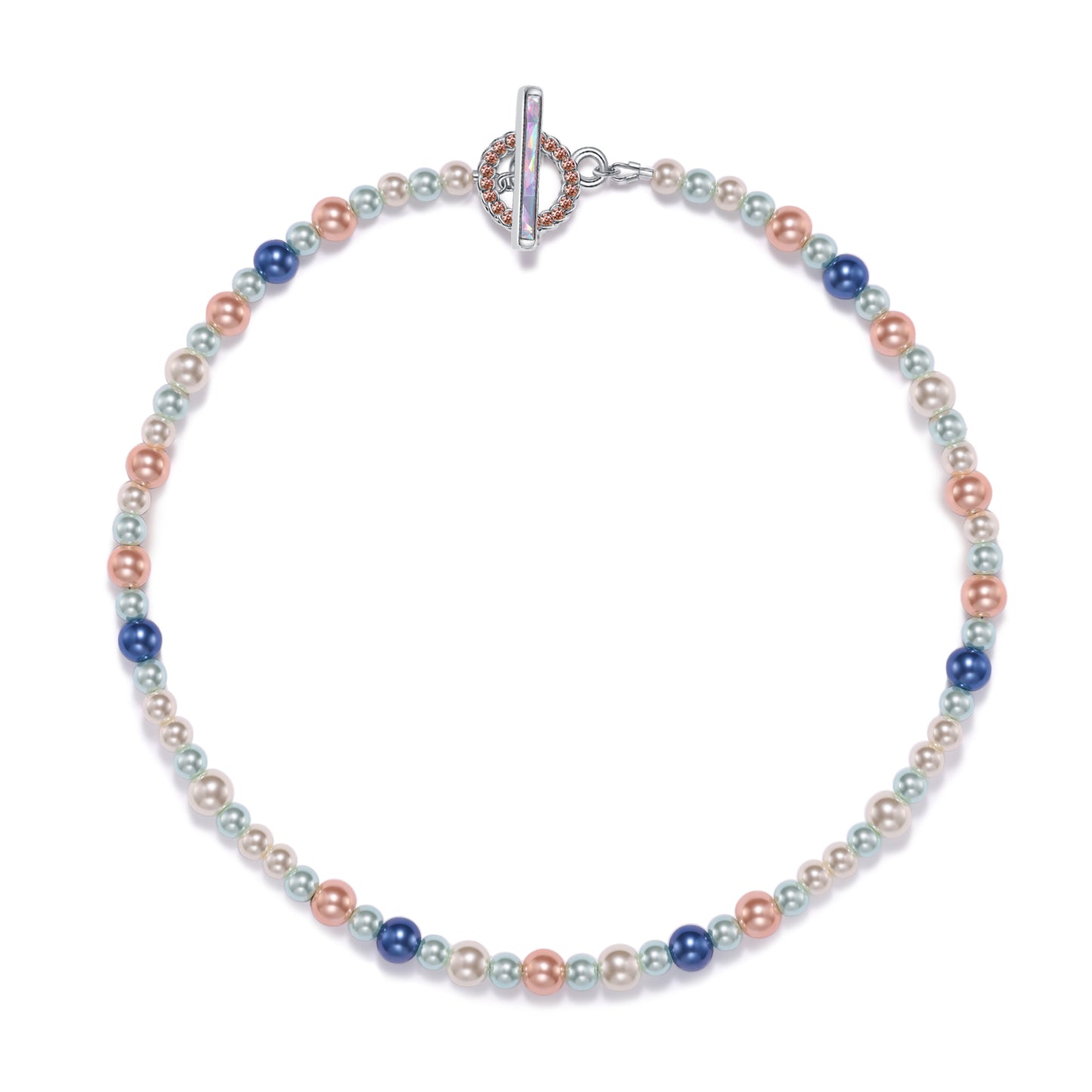 海蓝宝石和复古玫瑰色美人鱼项链